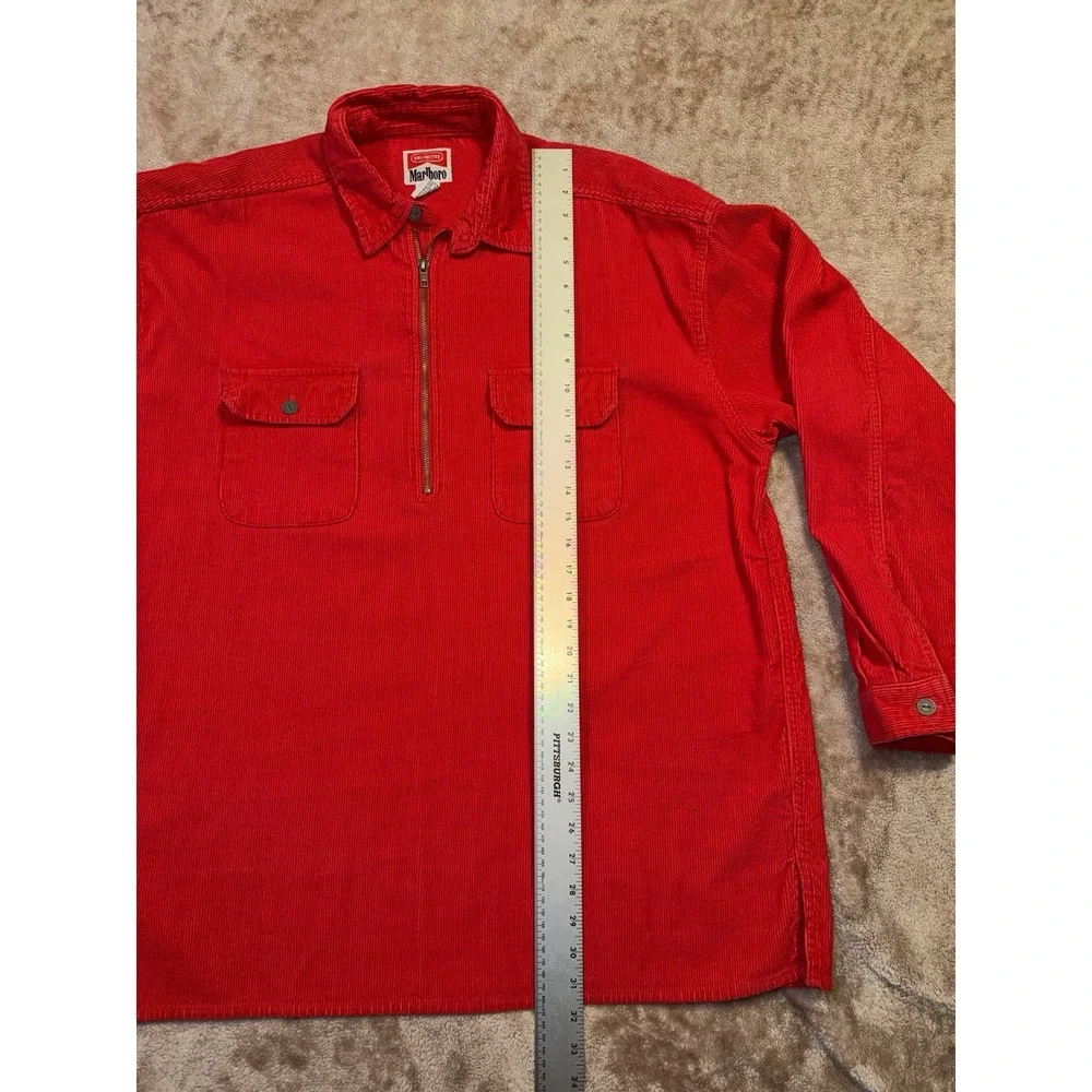 VTG Marlboro Corduroy Jacket Mens Large 1/4 Zip Y2K Pullover Long sleeve Cotton